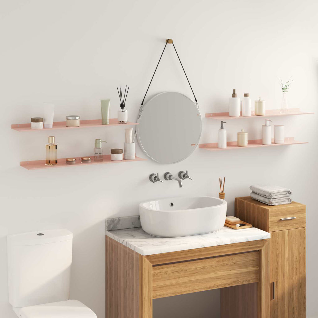 Schwebendes Regal 4 pcs Rosa 80 x 18 x 2,5 cm Stahl