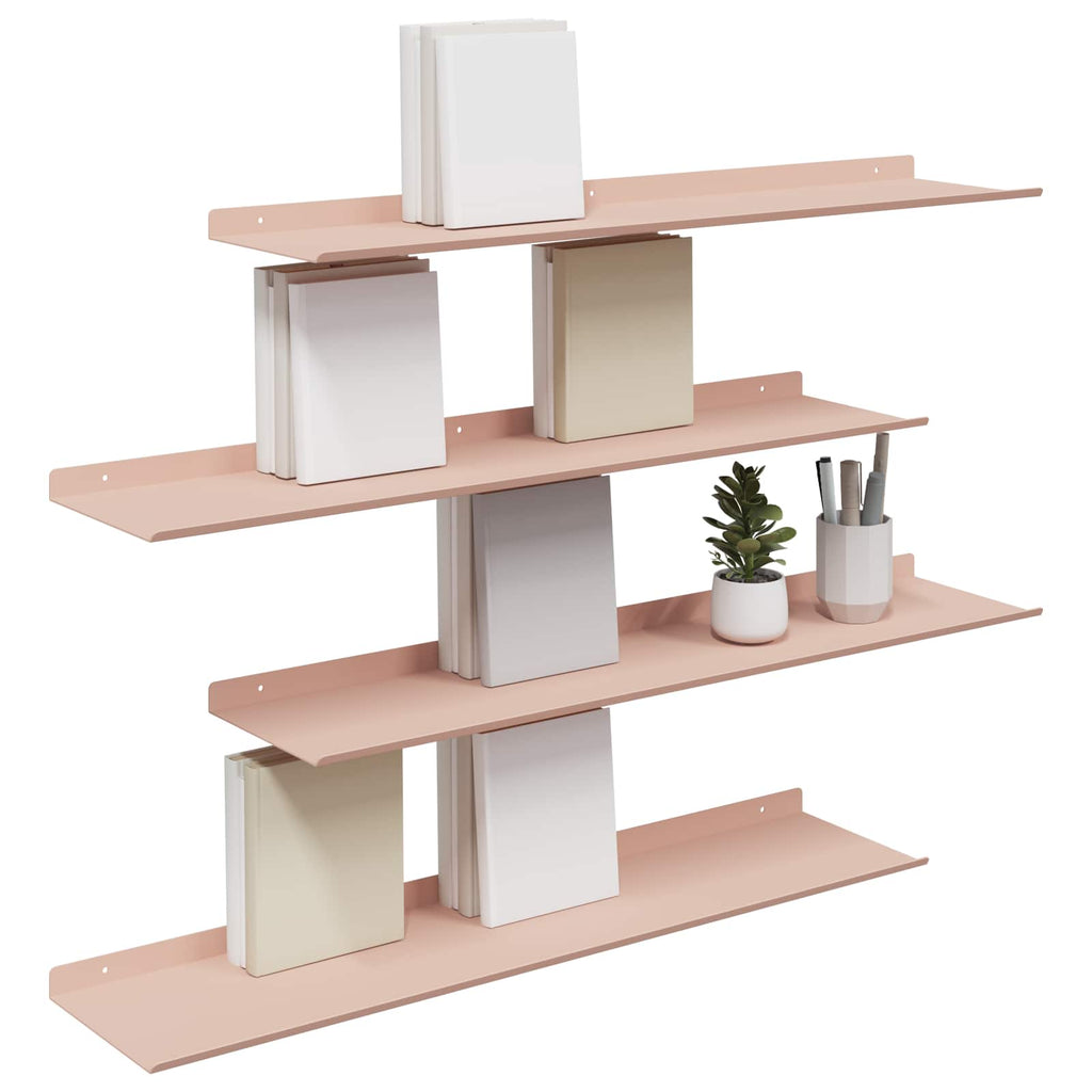 Schwebendes Regal 4 pcs Rosa 80 x 18 x 2,5 cm Stahl