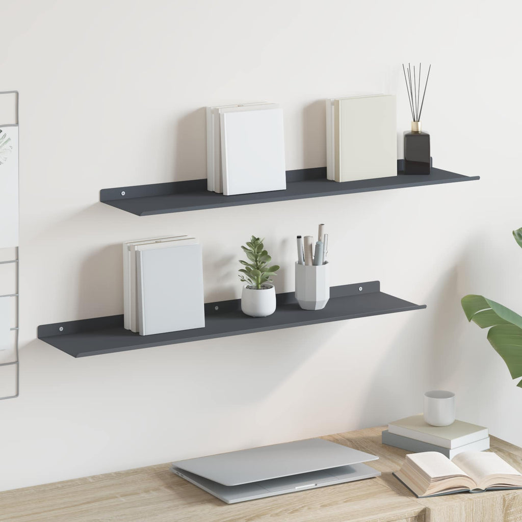 Schwebendes Regal 2 pcs Anthrazit 80 x 18 x 2,5 cm Stahl