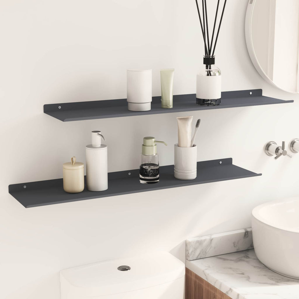 Schwebendes Regal 2 pcs Anthrazit 80 x 18 x 2,5 cm Stahl
