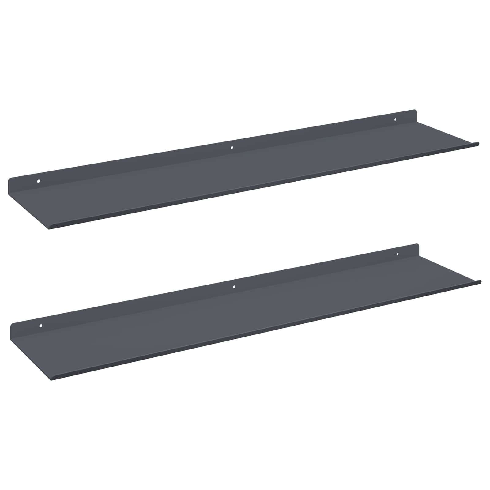 Schwebendes Regal 2 pcs Anthrazit 80 x 18 x 2,5 cm Stahl
