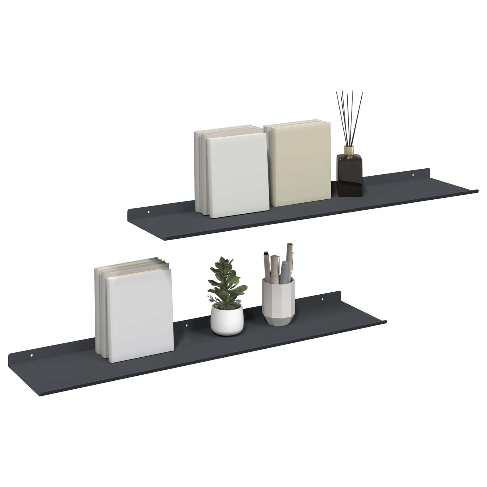 Schwebendes Regal 2 pcs Anthrazit 80 x 18 x 2,5 cm Stahl