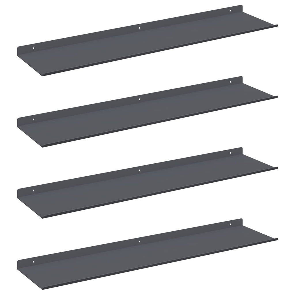 Schwebendes Regal 4 pcs Anthrazit 80 x 18 x 2,5 cm Stahl