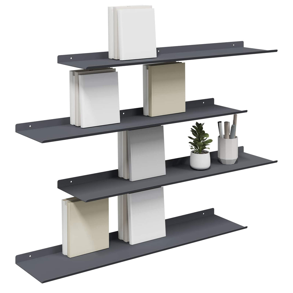 Schwebendes Regal 4 pcs Anthrazit 80 x 18 x 2,5 cm Stahl