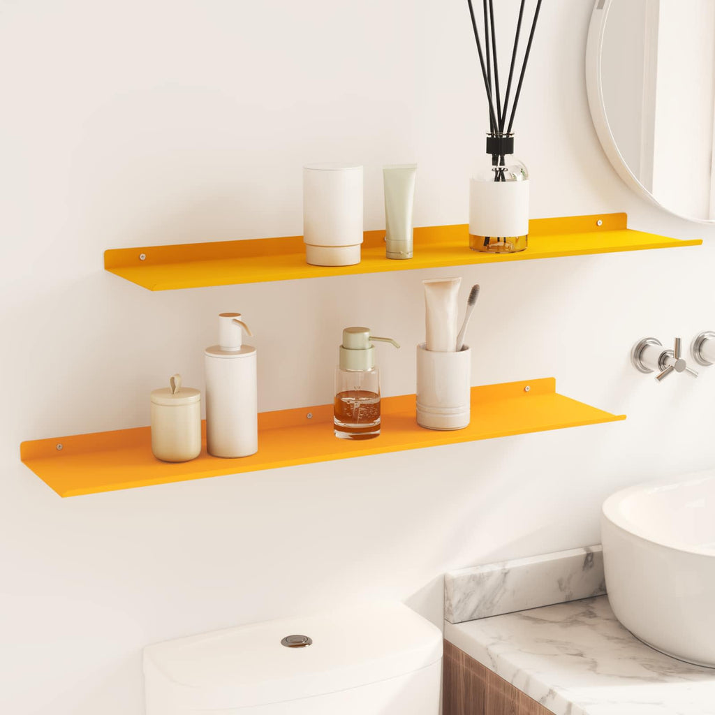 Schwebendes Regal 2 pcs Senfgelb 80 x 18 x 2,5 cm Stahl