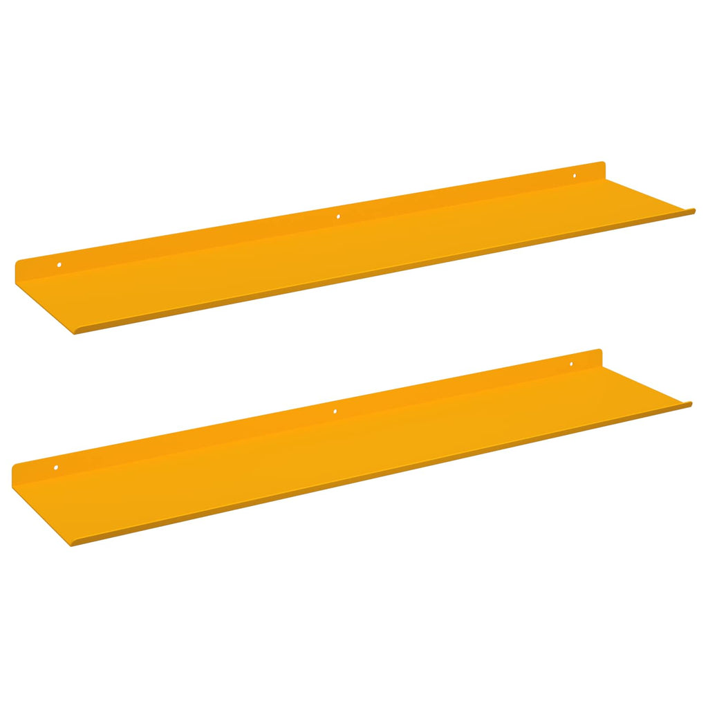 Schwebendes Regal 2 pcs Senfgelb 80 x 18 x 2,5 cm Stahl