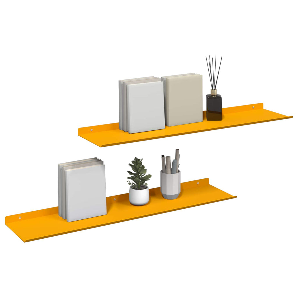 Schwebendes Regal 2 pcs Senfgelb 80 x 18 x 2,5 cm Stahl