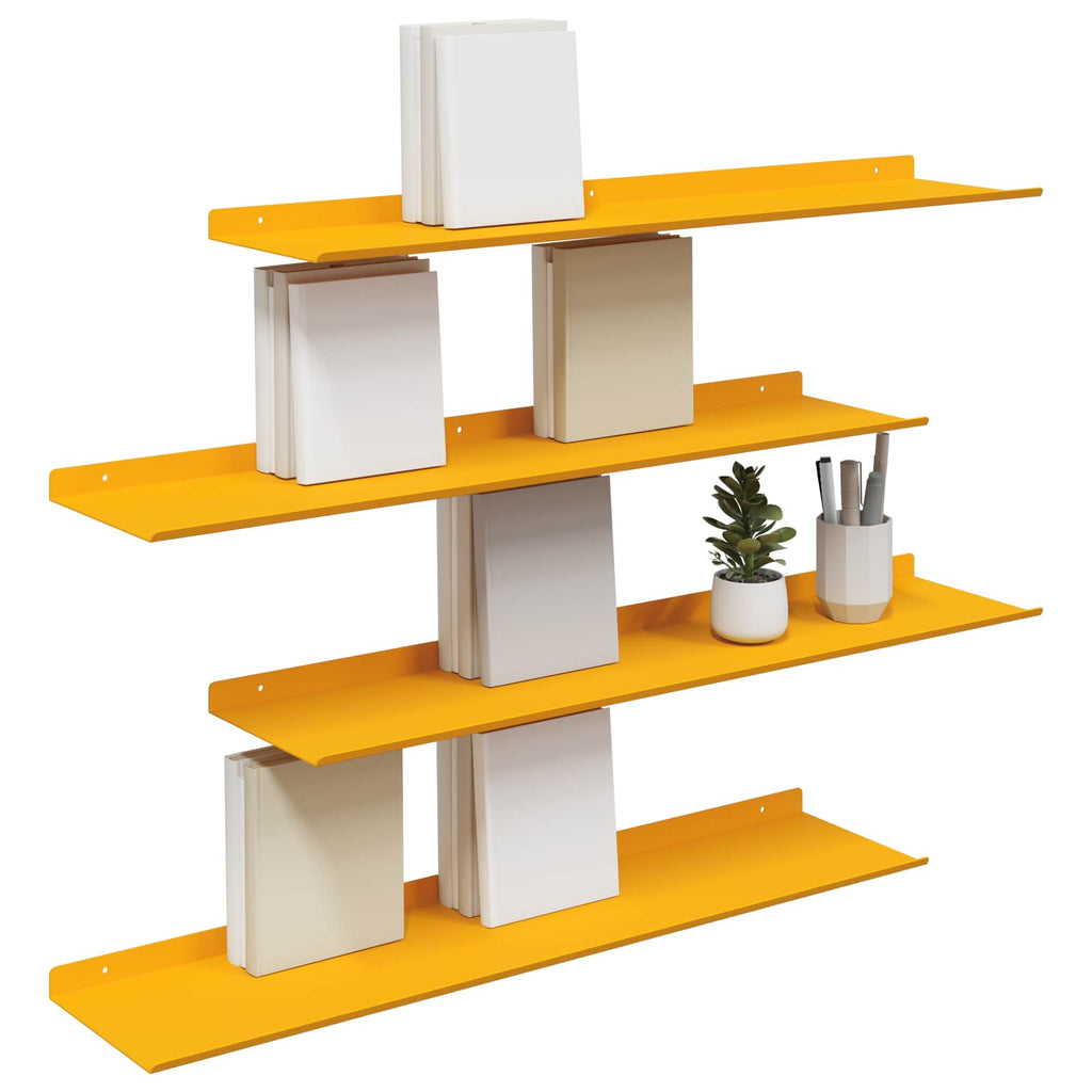 Schwebendes Regal 4 pcs Senfgelb 80 x 18 x 2,5 cm Stahl