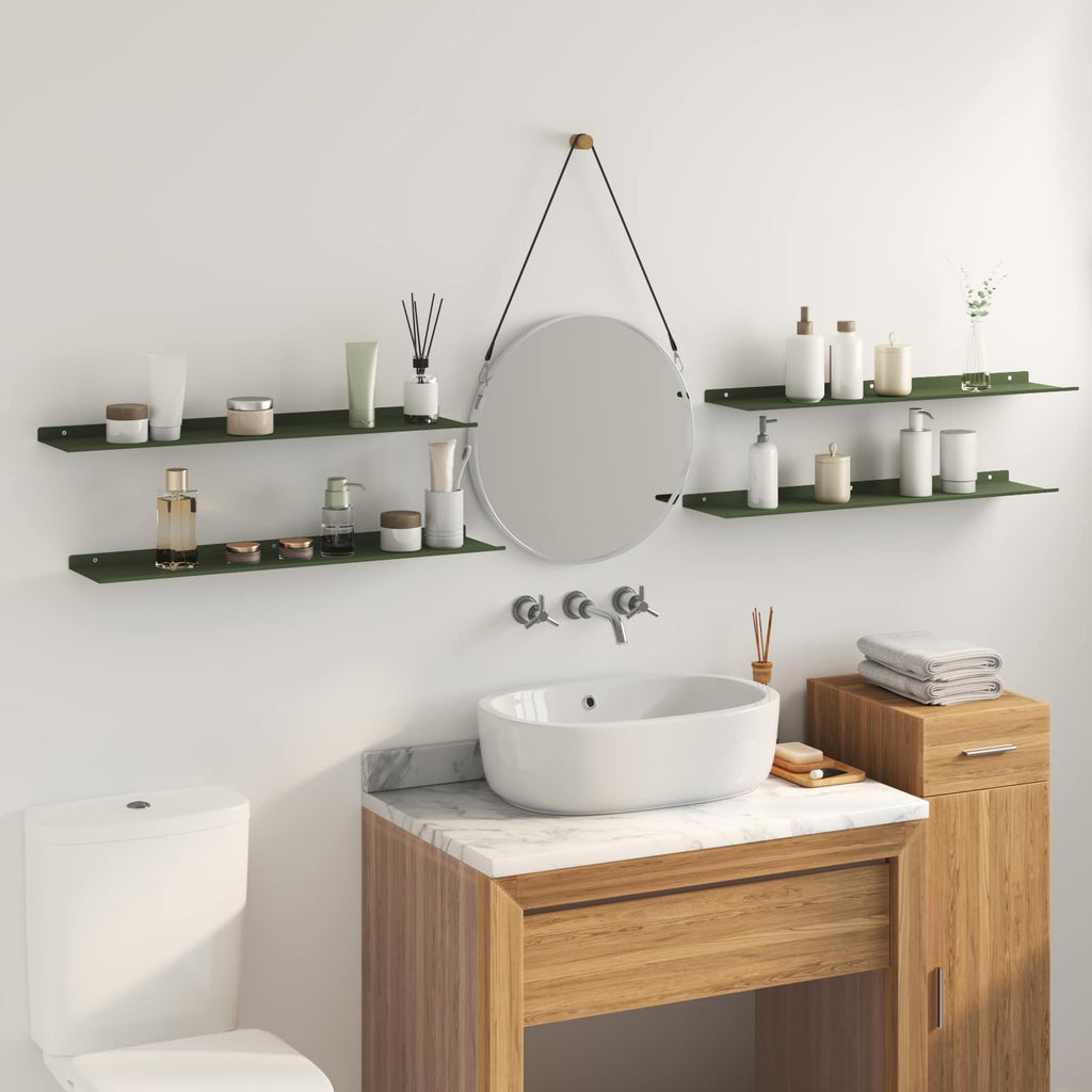 Schwebendes Regal 4 pcs Olive Grün 80 x 18 x 2,5 cm Stahl