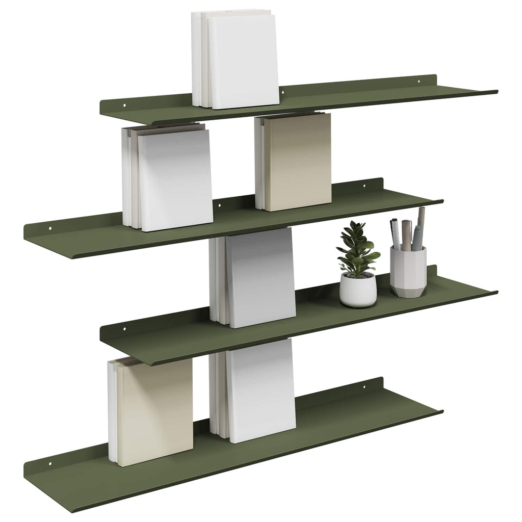 Schwebendes Regal 4 pcs Olive Grün 80 x 18 x 2,5 cm Stahl