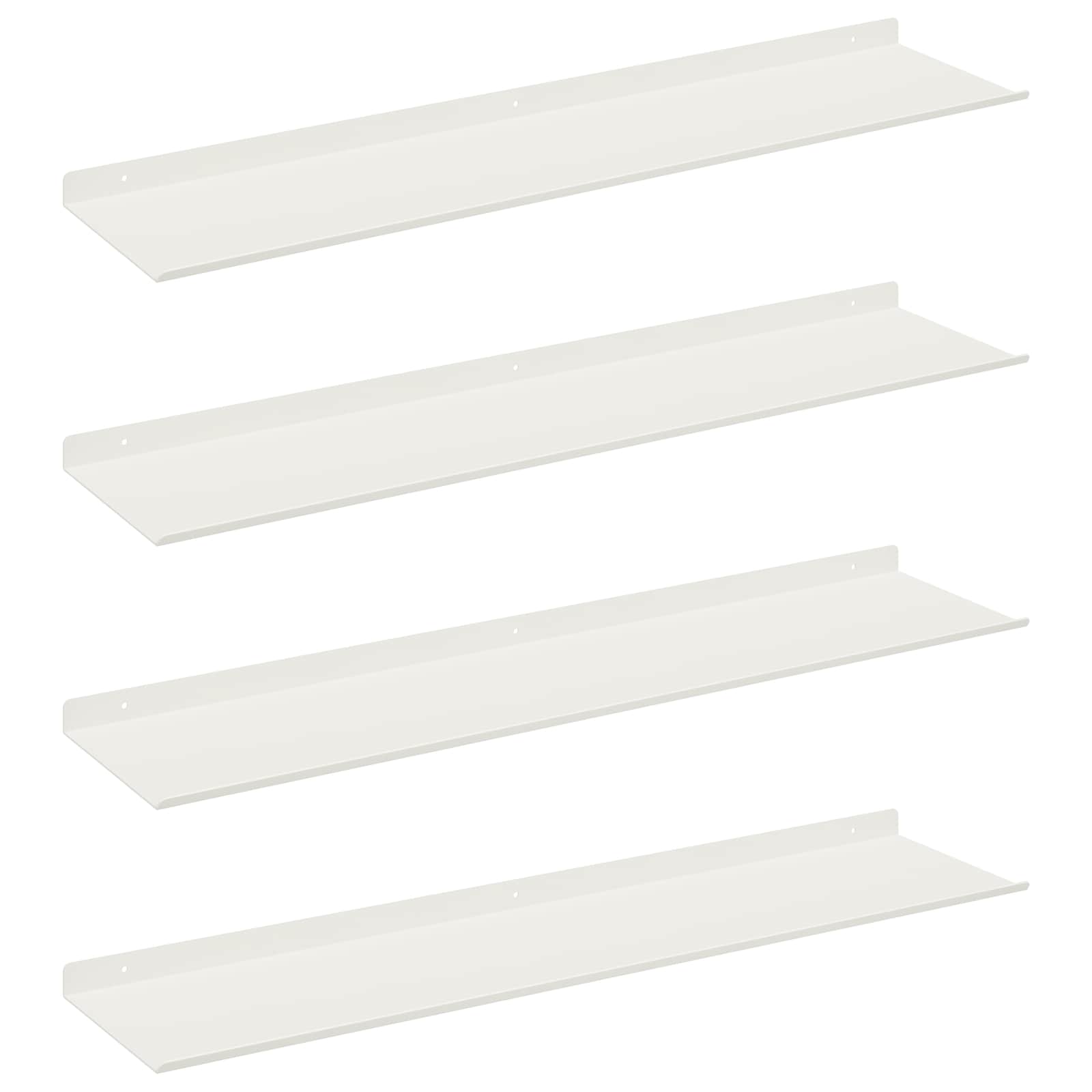 Schwebendes Regal 4 pcs Weiß 80 x 18 x 2,5 cm Stahl