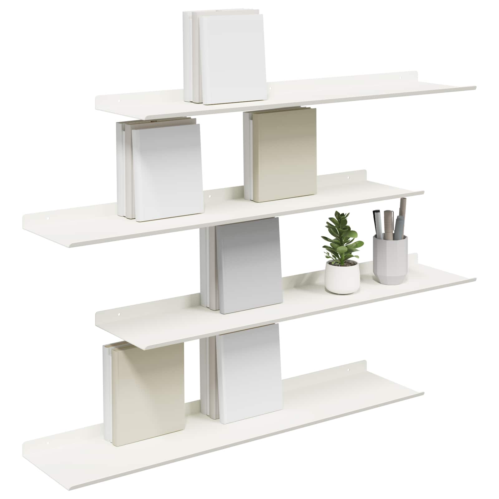 Schwebendes Regal 4 pcs Weiß 80 x 18 x 2,5 cm Stahl