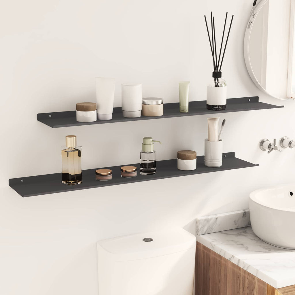 Schwebendes Regal 2 pcs Schwarz 100 x 18 x 2,5 cm Stahl
