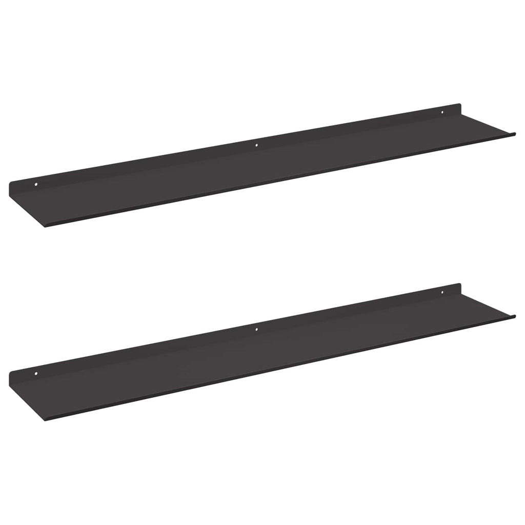Schwebendes Regal 2 pcs Schwarz 100 x 18 x 2,5 cm Stahl