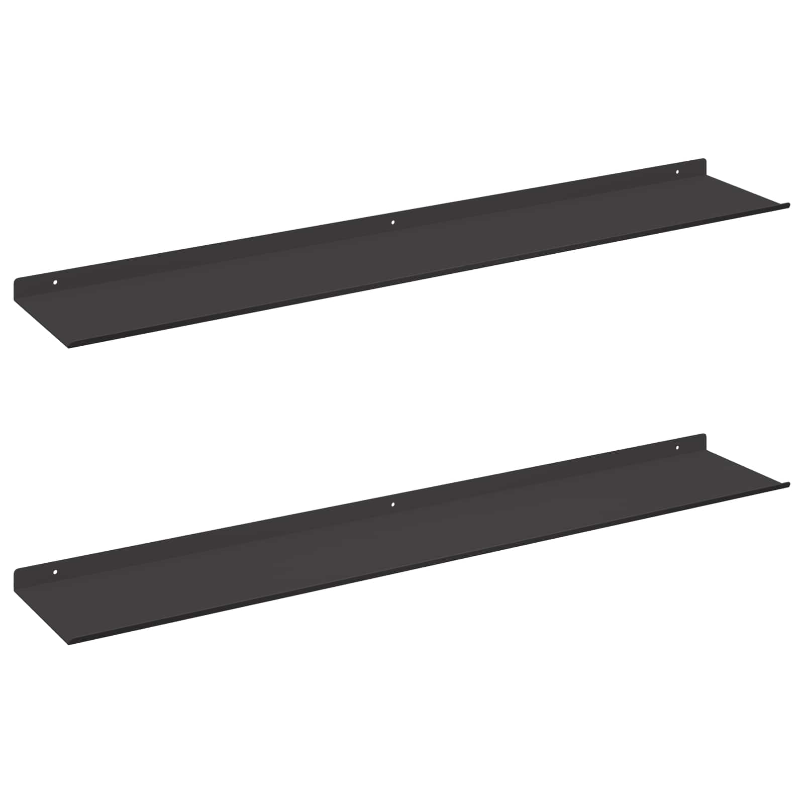 Schwebendes Regal 2 pcs Schwarz 100 x 18 x 2,5 cm Stahl