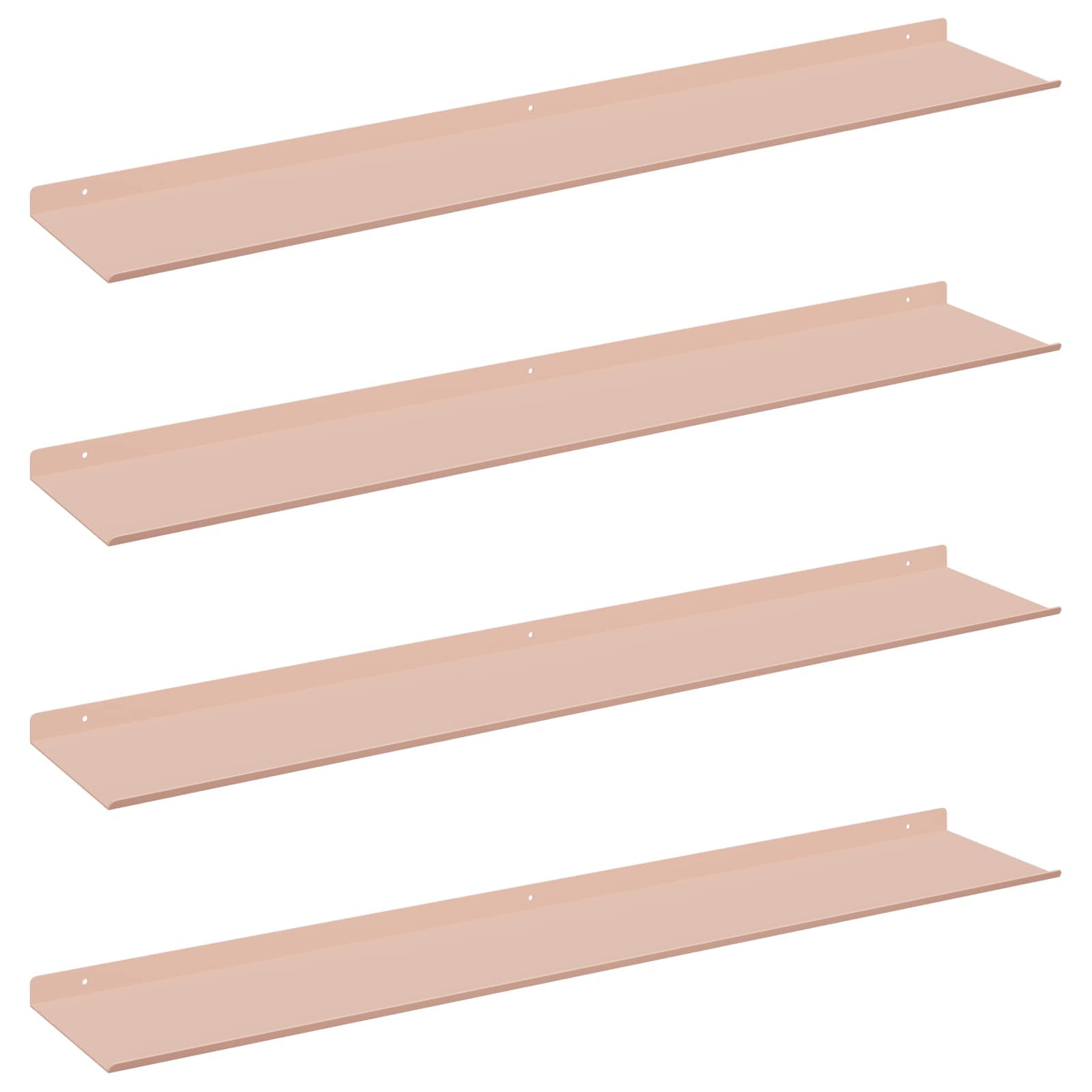 Schwebendes Regal 4 pcs Rosa 100 x 18 x 2,5 cm Stahl