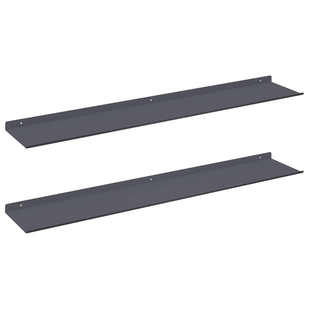 Schwebendes Regal 2 pcs Anthrazit 100 x 18 x 2,5 cm Stahl