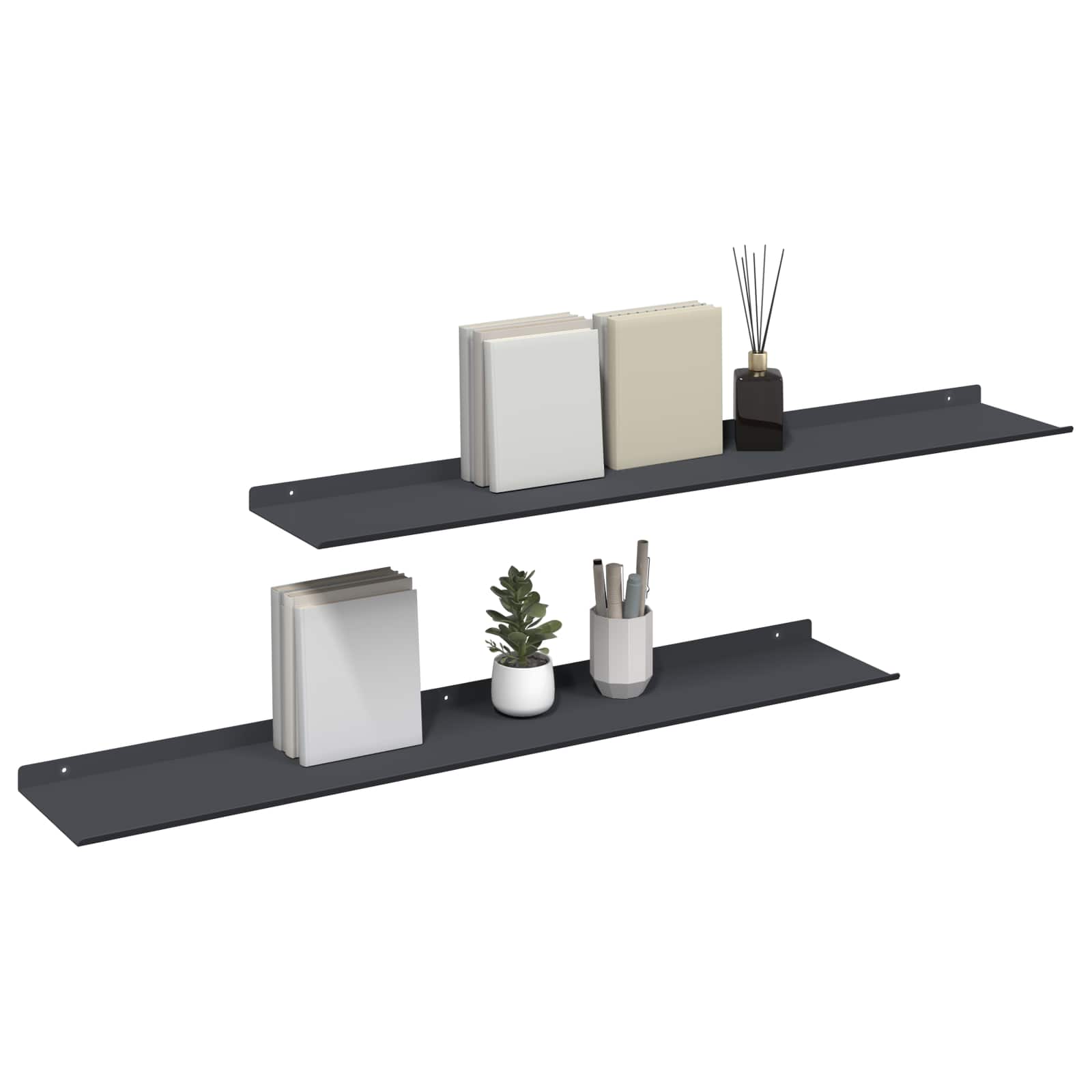 Schwebendes Regal 2 pcs Anthrazit 100 x 18 x 2,5 cm Stahl