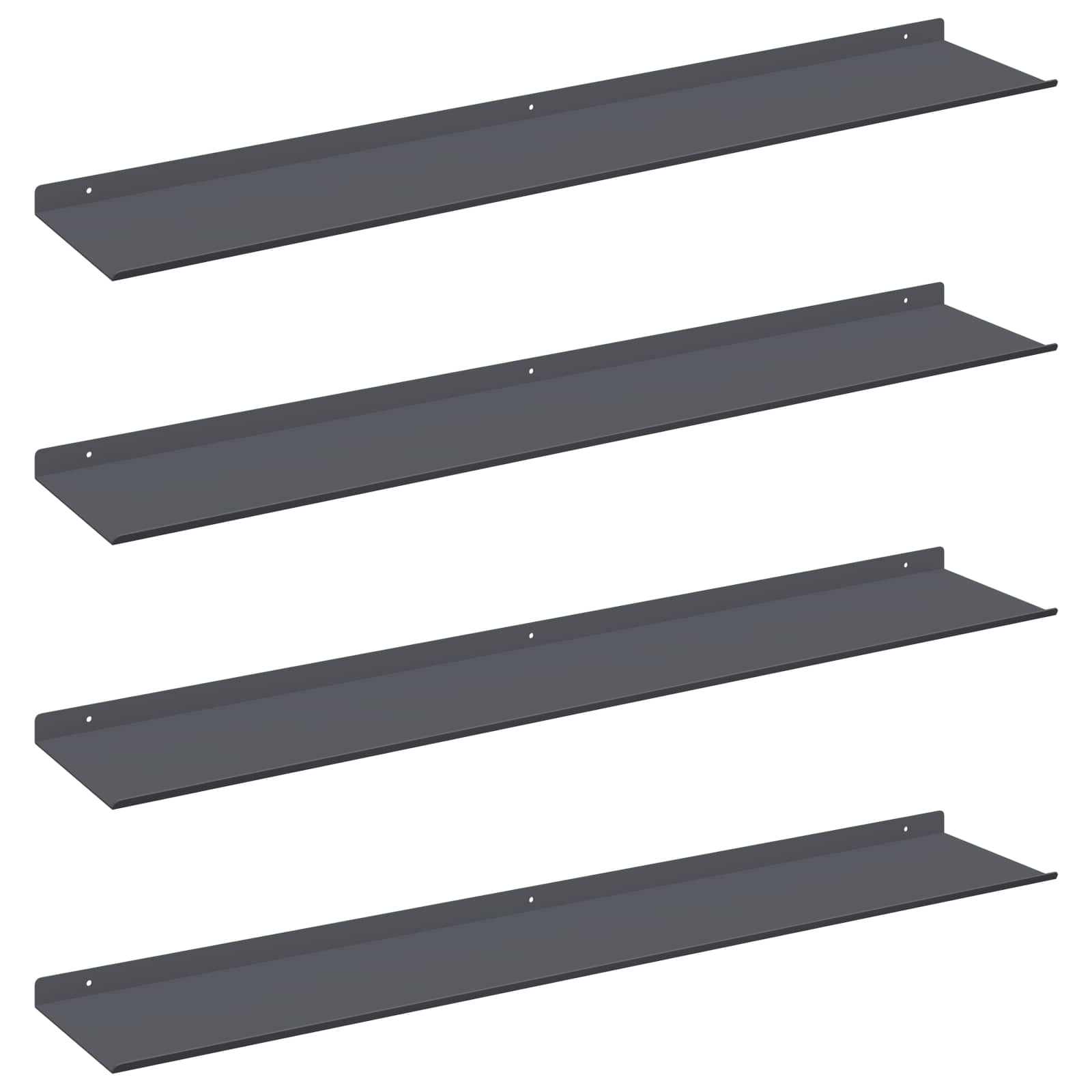 Schwebendes Regal 4 pcs Anthrazit 100 x 18 x 2,5 cm Stahl