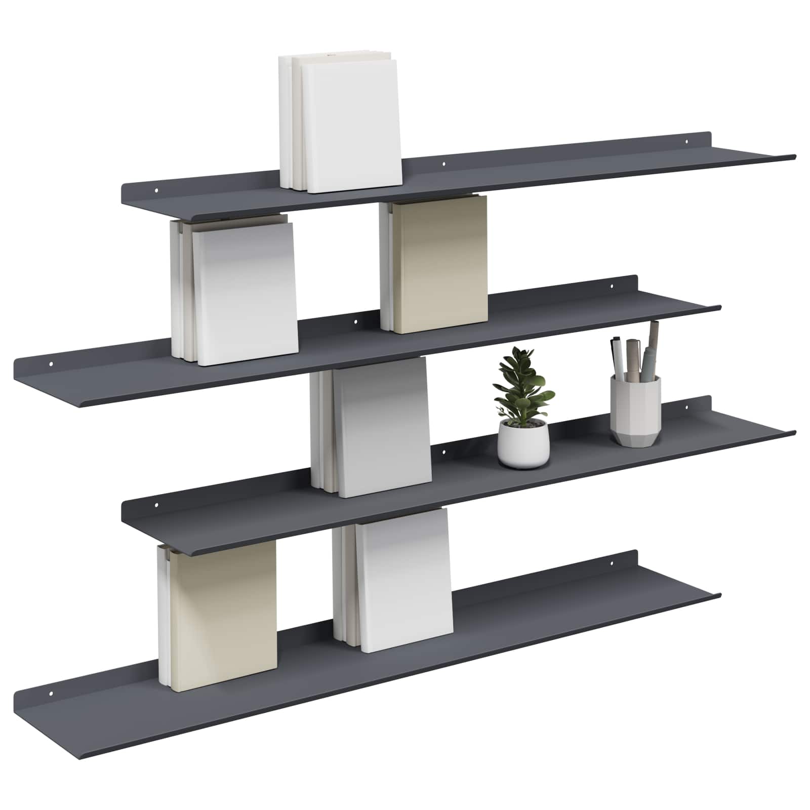 Schwebendes Regal 4 pcs Anthrazit 100 x 18 x 2,5 cm Stahl