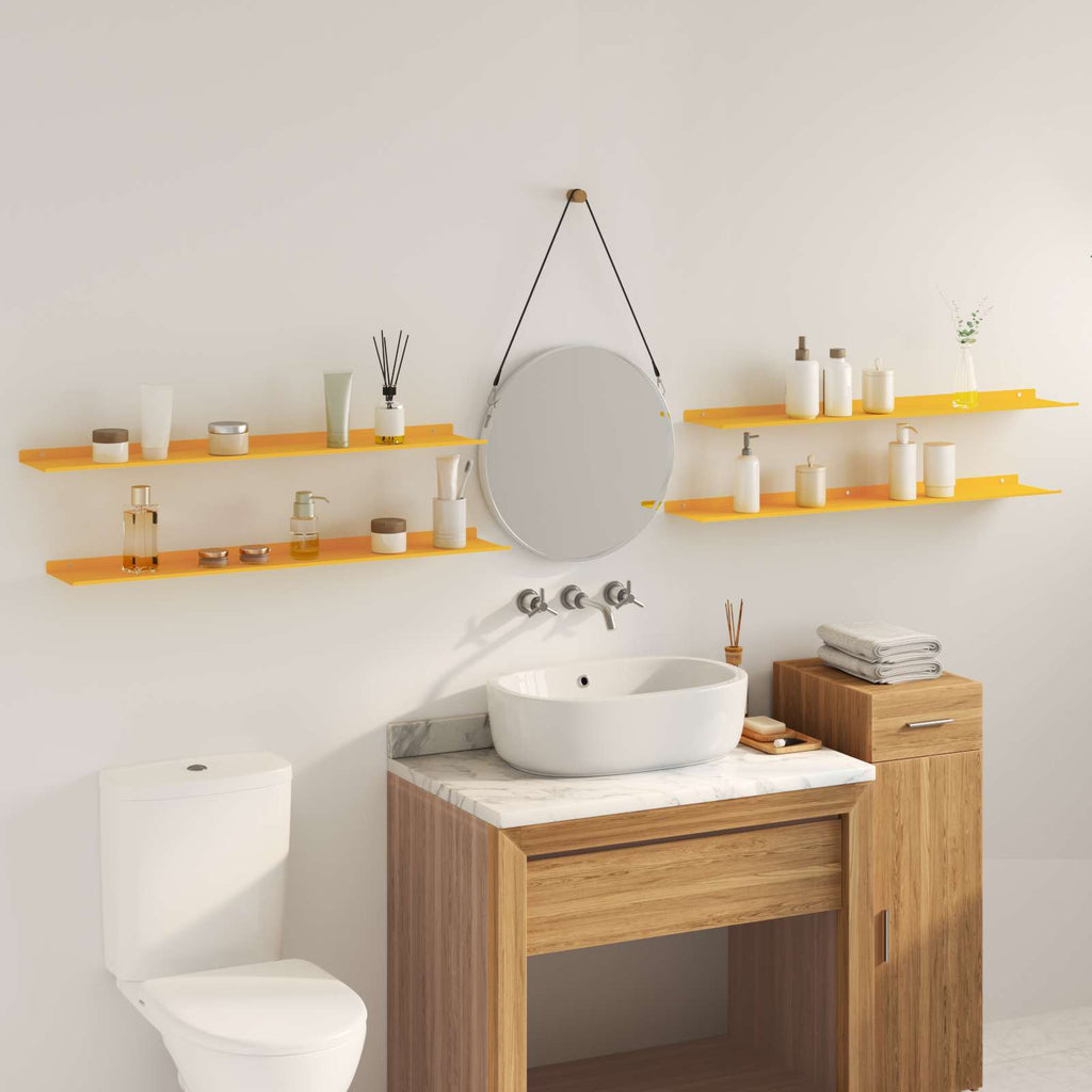 Schwebendes Regal 4 pcs Senfgelb 100 x 18 x 2,5 cm Stahl