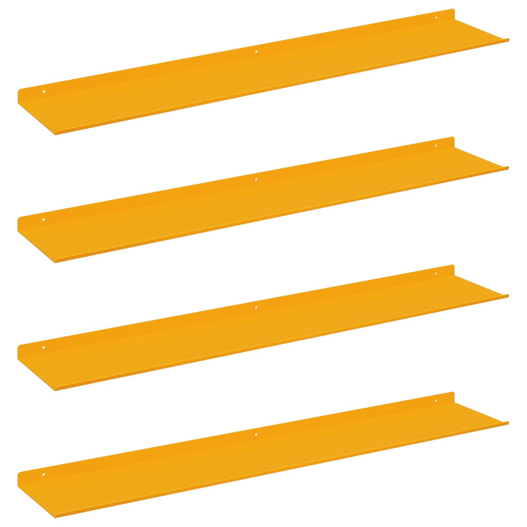 Schwebendes Regal 4 pcs Senfgelb 100 x 18 x 2,5 cm Stahl
