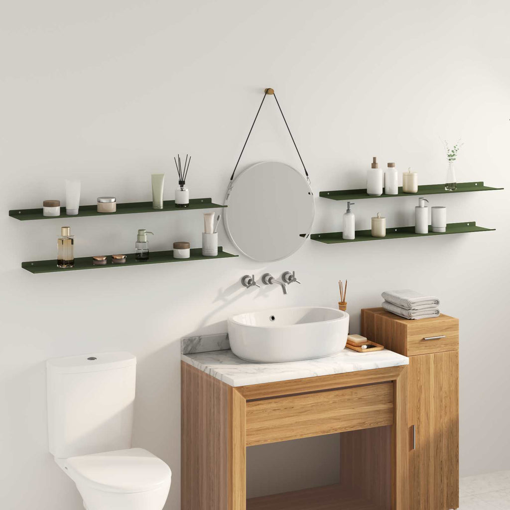 Schwebendes Regal 4 pcs Olive Grün 100 x 18 x 2,5 cm Stahl