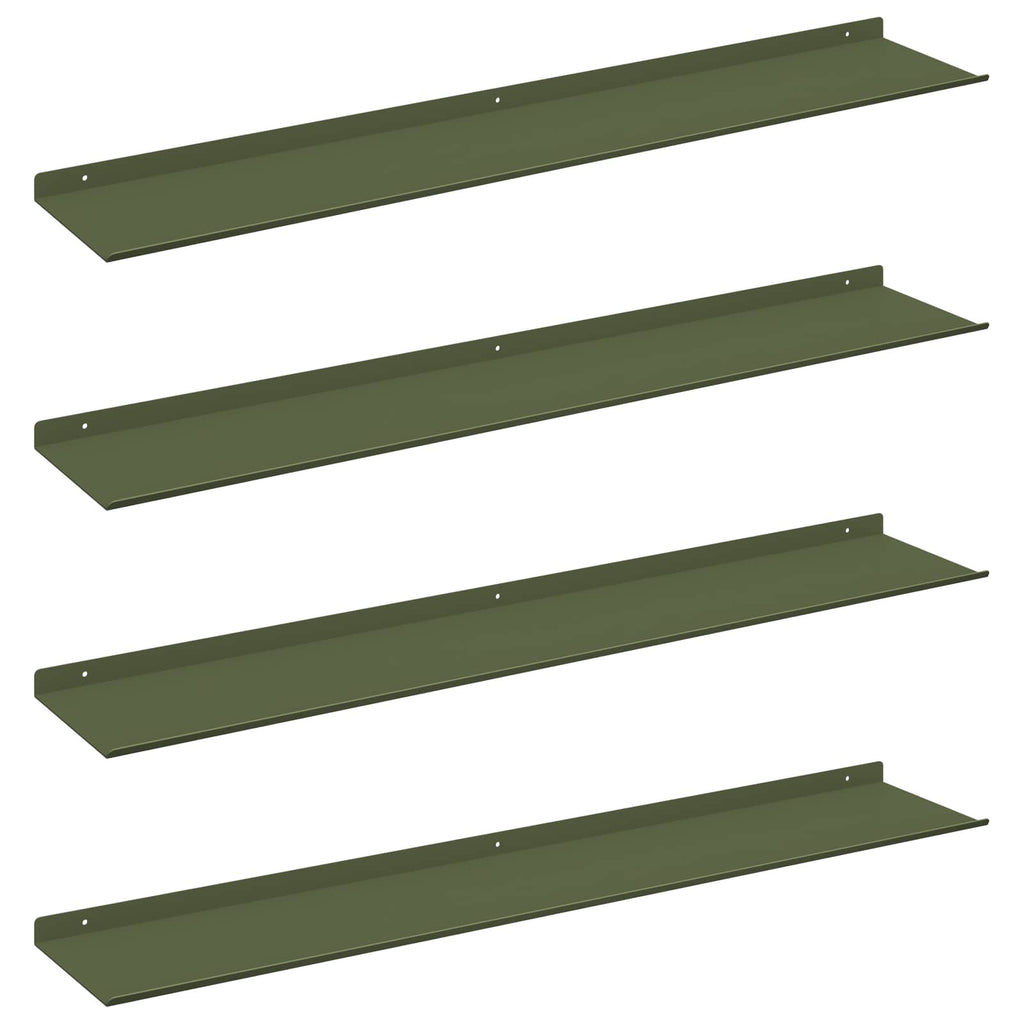 Schwebendes Regal 4 pcs Olive Grün 100 x 18 x 2,5 cm Stahl
