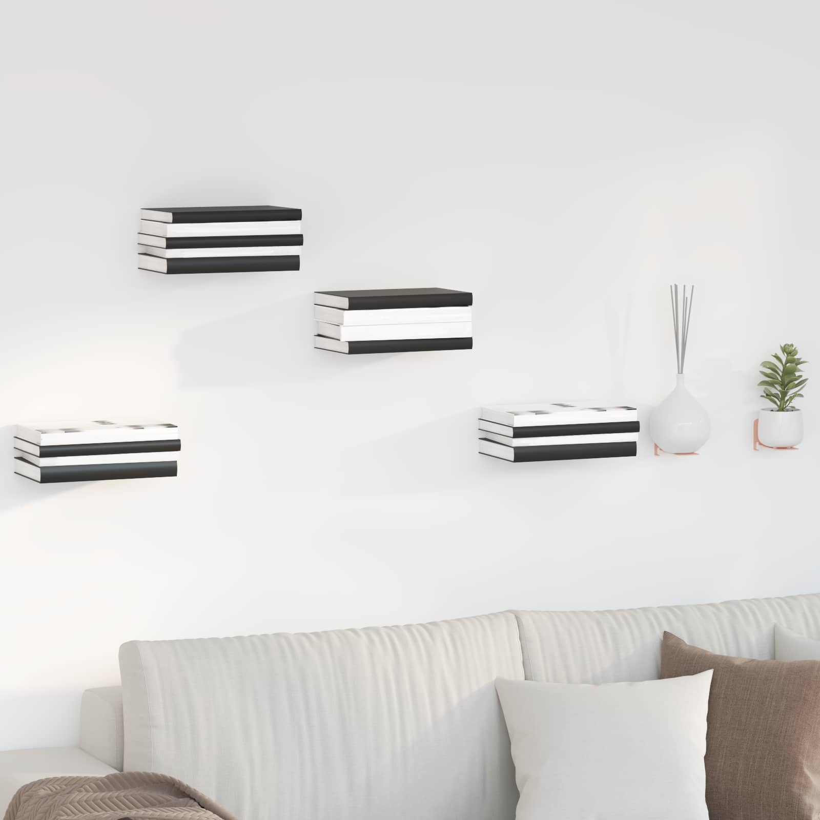 Schwebendes Regal mit Regal 4 pcs Rosa 6 x 10,8 x 6,6 cm
