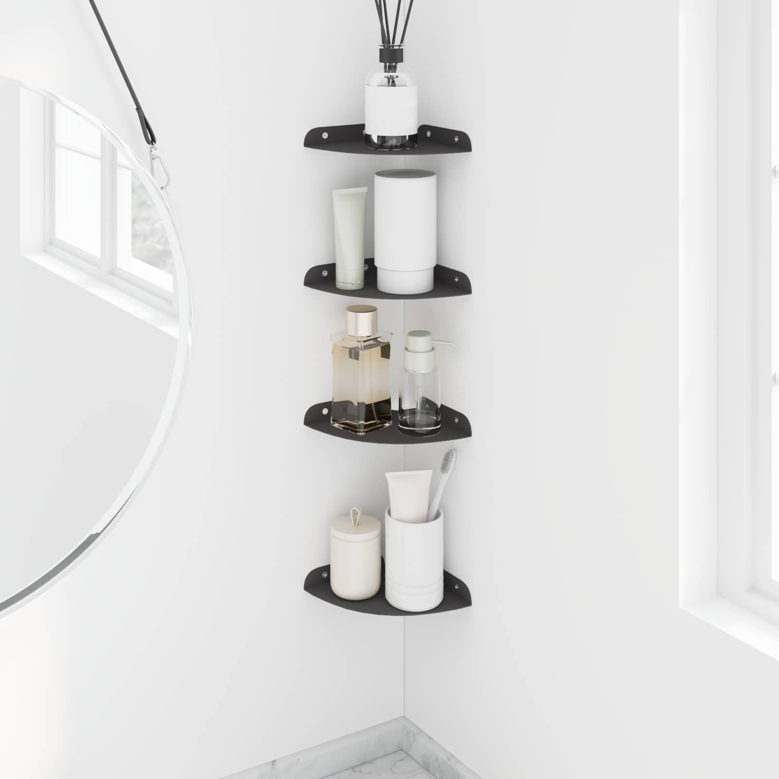 Schwebendes Regal mit Regal 4 pcs Schwarz 15 x 15 x 2 cm