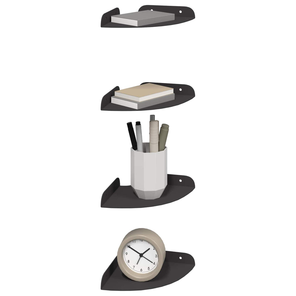 Schwebendes Regal mit Regal 4 pcs Schwarz 15 x 15 x 2 cm
