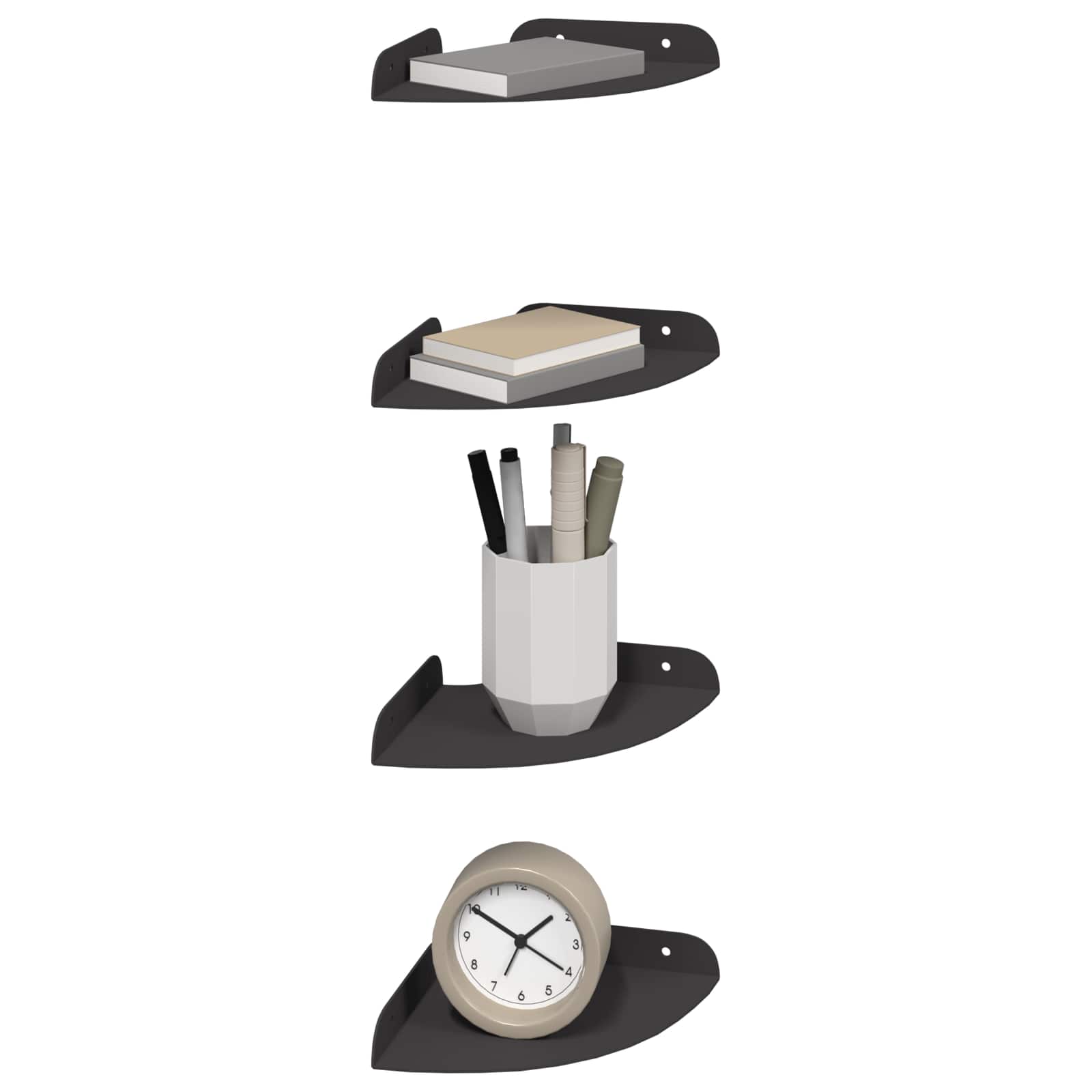 Schwebendes Regal mit Regal 4 pcs Schwarz 15 x 15 x 2 cm