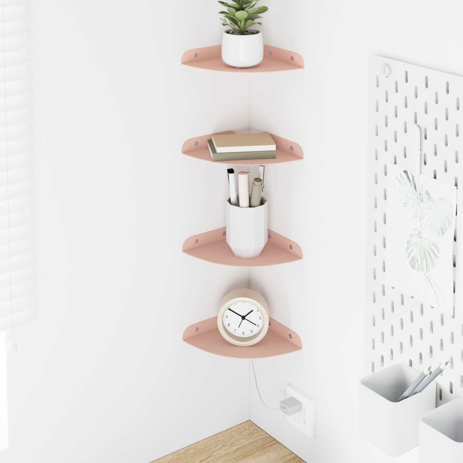 Schwebendes Regal mit Regal 4 pcs Rosa 15 x 15 x 2 cm