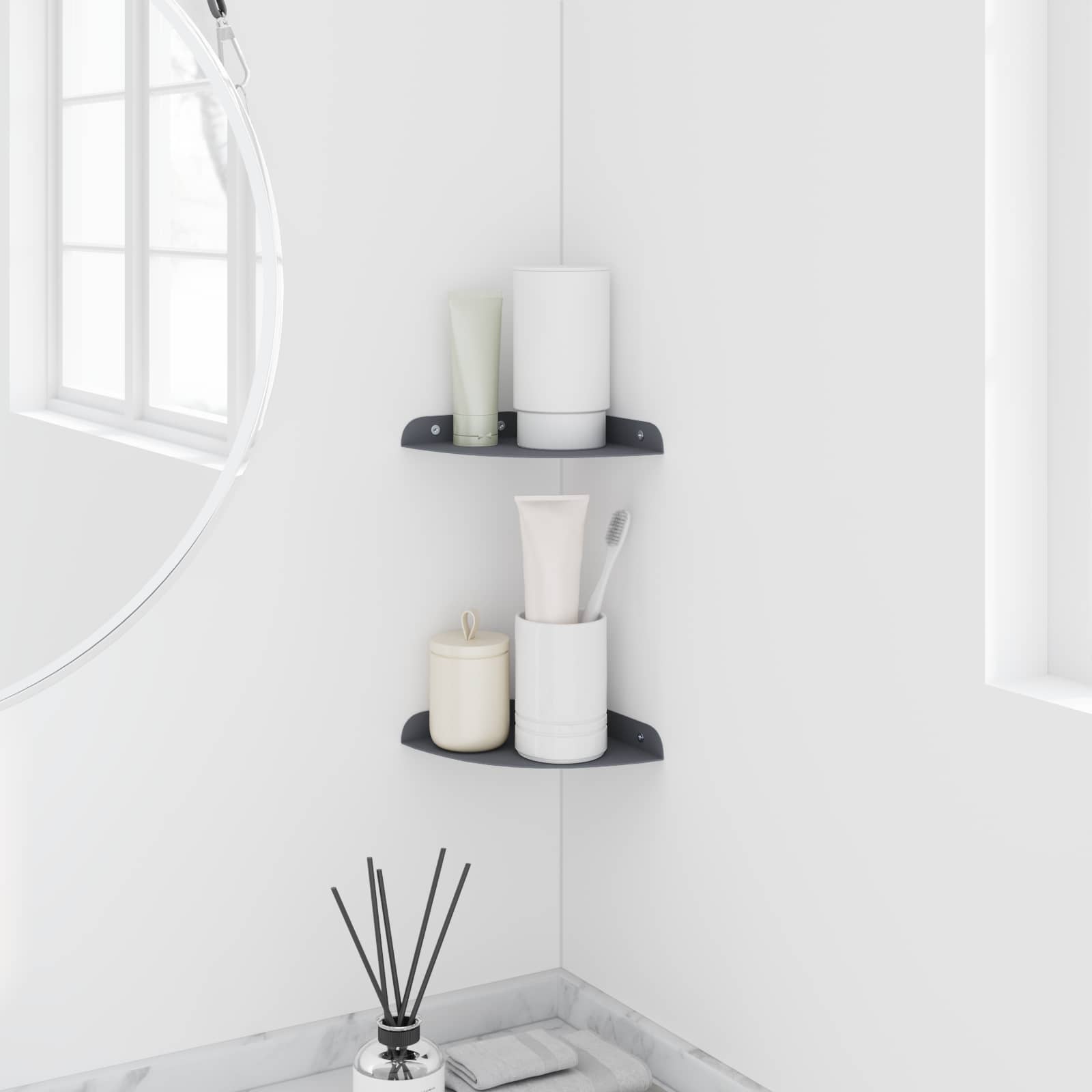 Schwebendes Regal mit Regal 2 pcs Anthrazit 15 x 15 x 2 cm