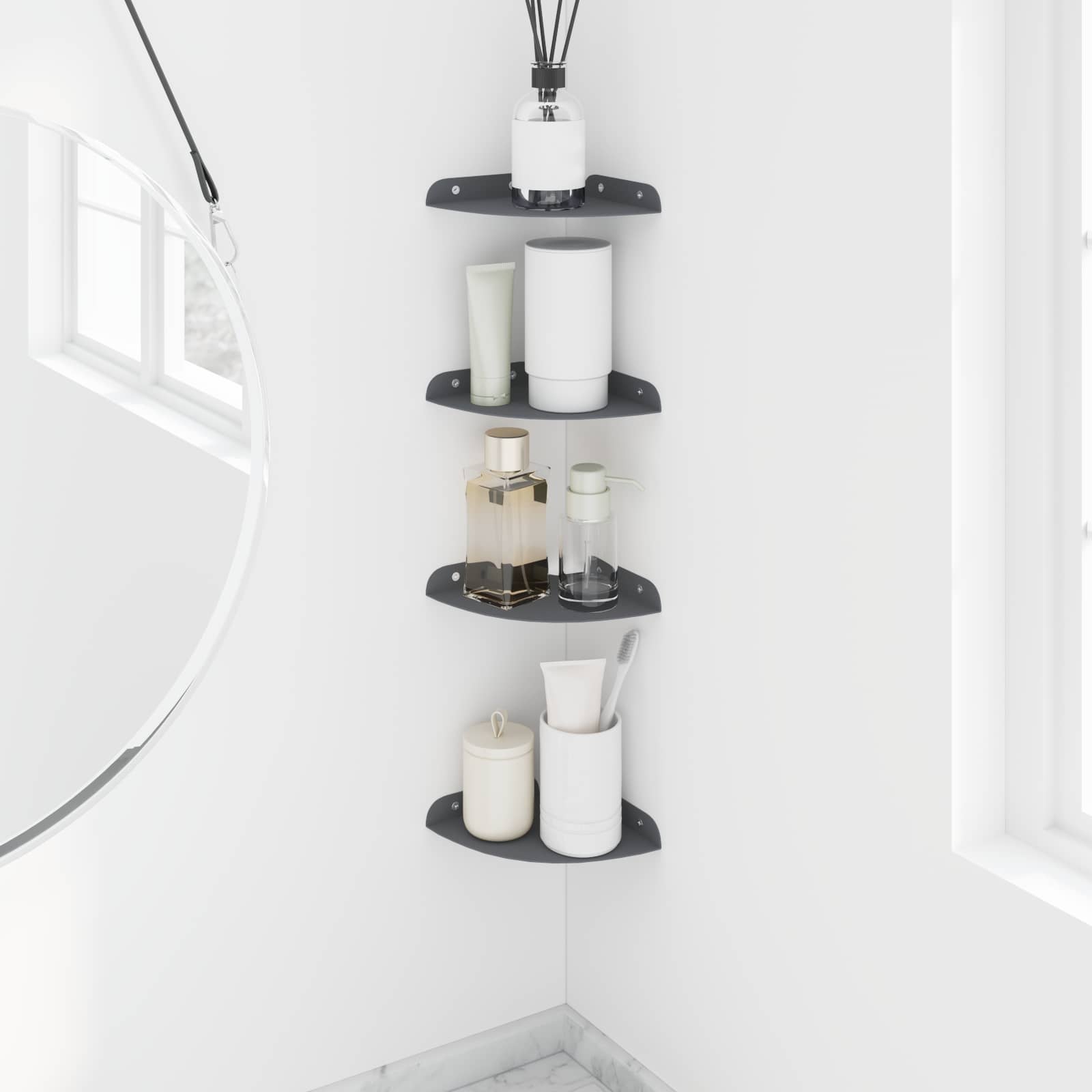Schwebendes Regal mit Regal 4 pcs Anthrazit 15 x 15 x 2 cm