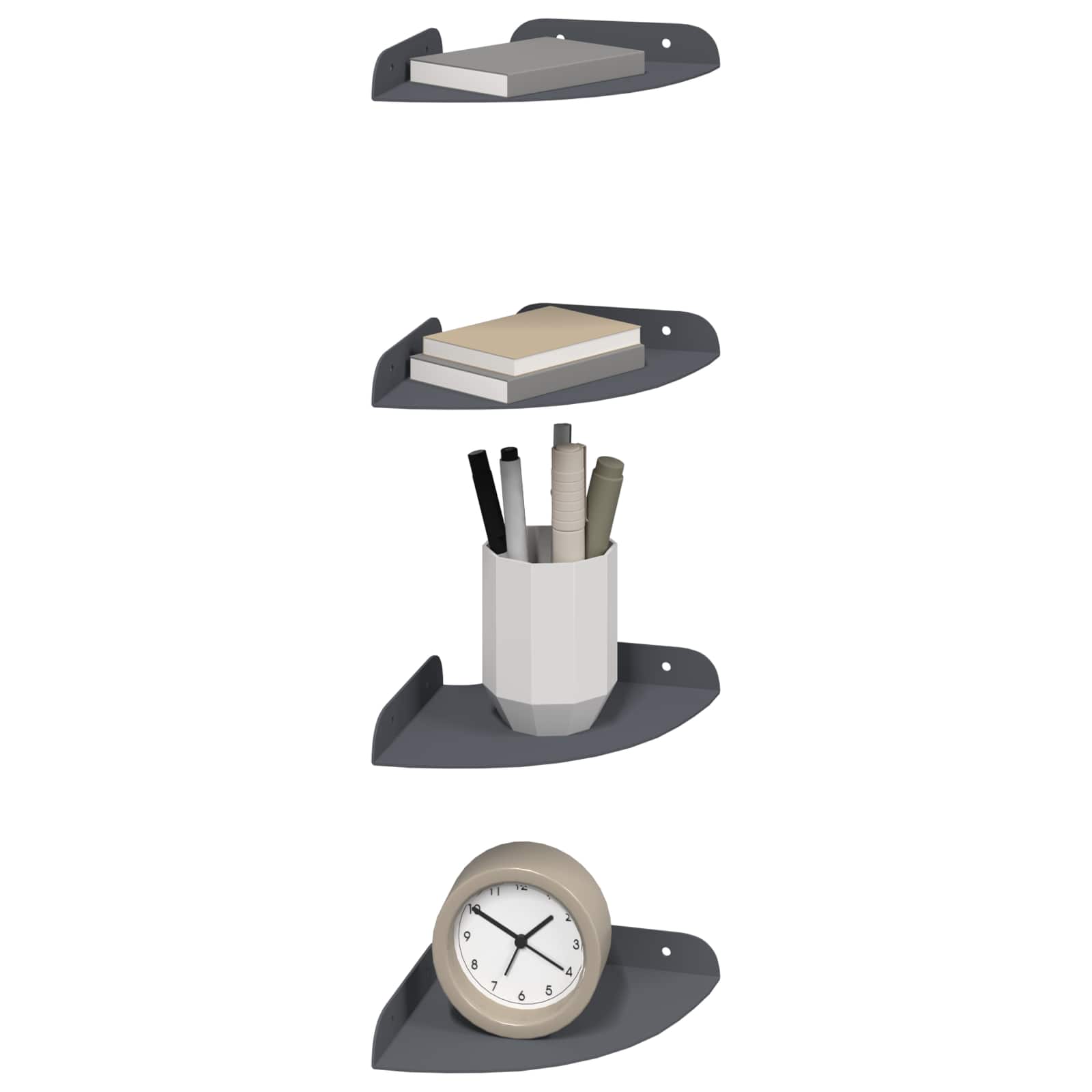 Schwebendes Regal mit Regal 4 pcs Anthrazit 15 x 15 x 2 cm