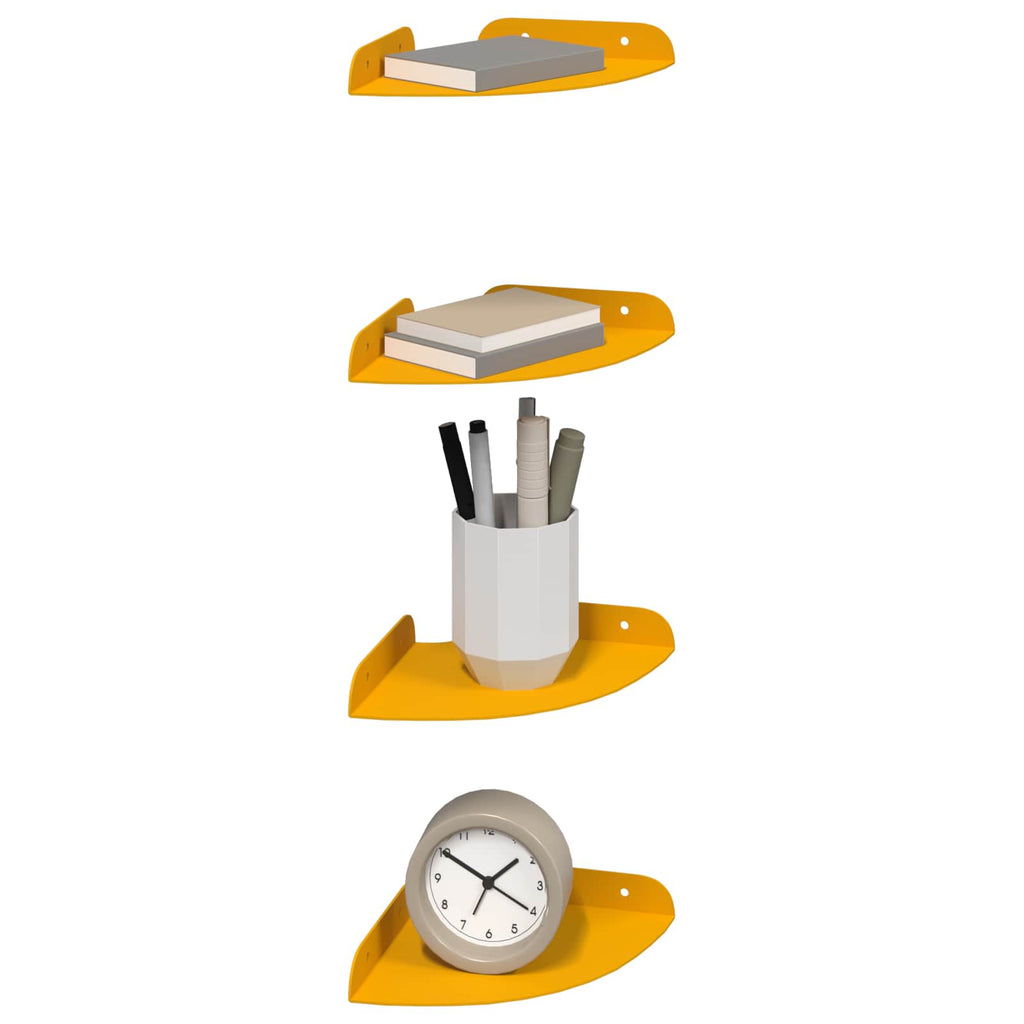 Schwebendes Regal mit Regal 4 pcs Senfgelb 15 x 15 x 2 cm