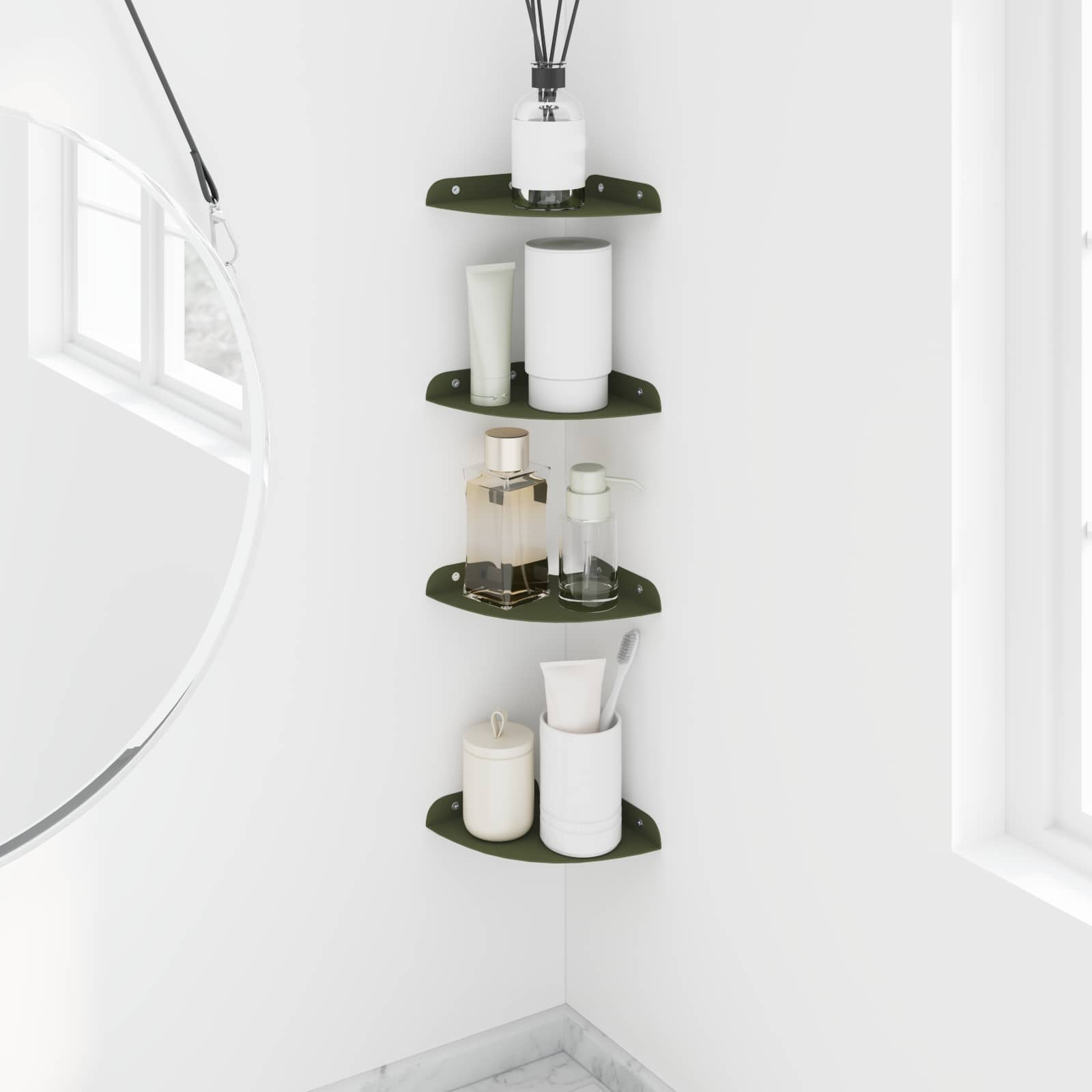 Schwebendes Regal mit Regal 4 pcs Olive Grün 15 x 15 x 2 cm