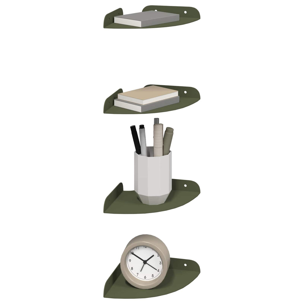 Schwebendes Regal mit Regal 4 pcs Olive Grün 15 x 15 x 2 cm