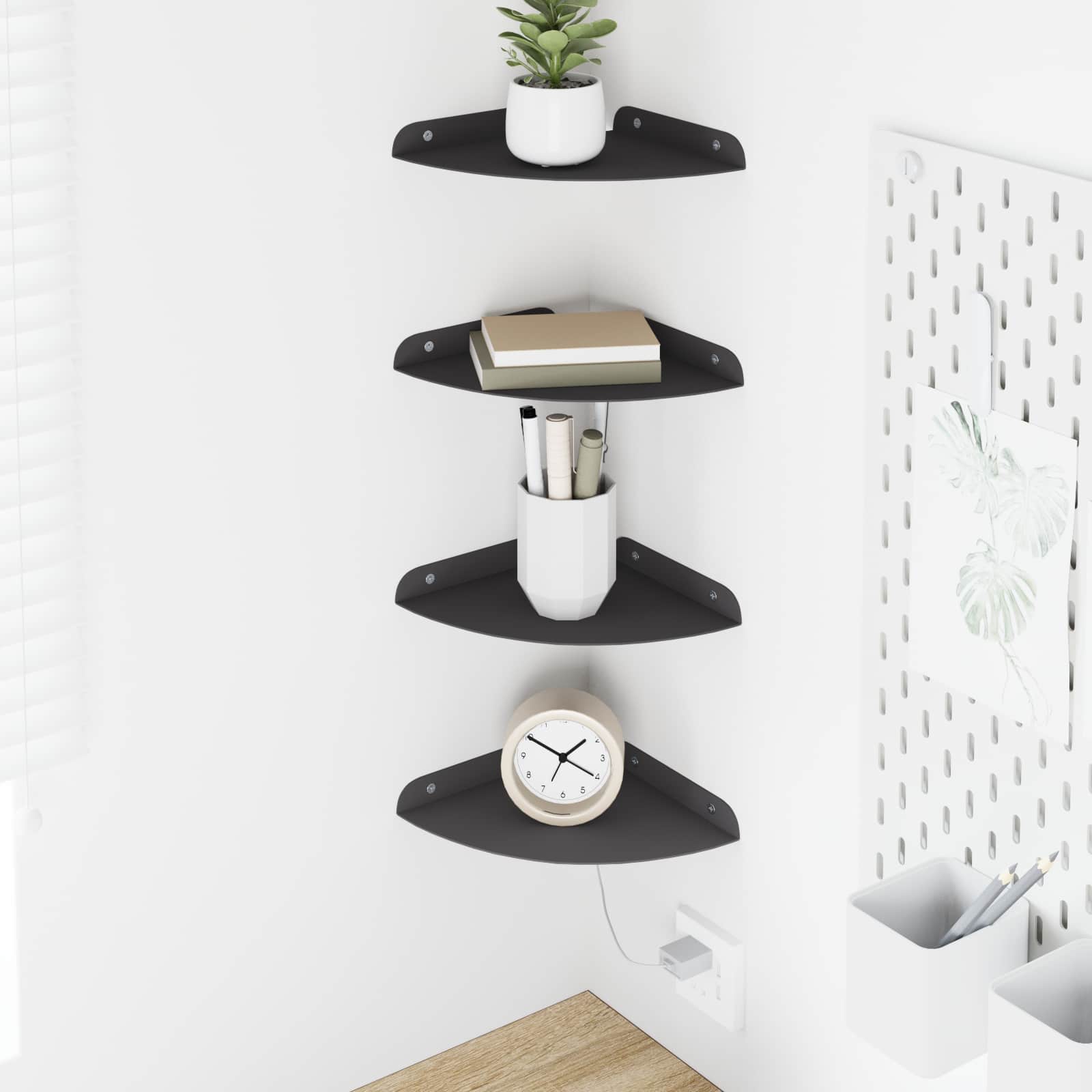 Schwebendes Regal mit Regal 4 pcs Schwarz 18 x 18 x 2 cm