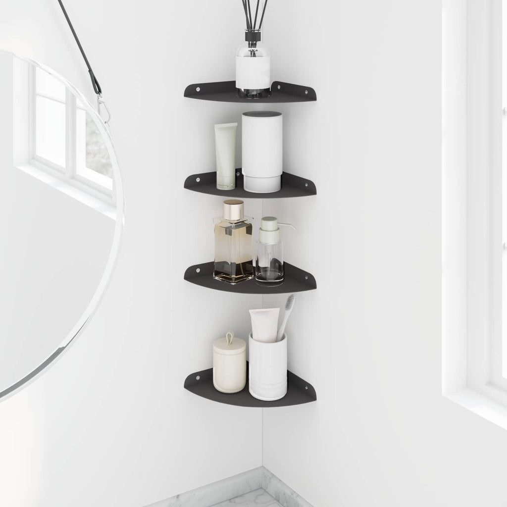 Schwebendes Regal mit Regal 4 pcs Schwarz 18 x 18 x 2 cm