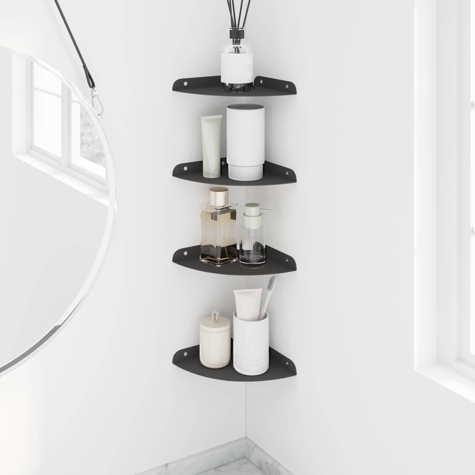 Schwebendes Regal mit Regal 4 pcs Schwarz 18 x 18 x 2 cm