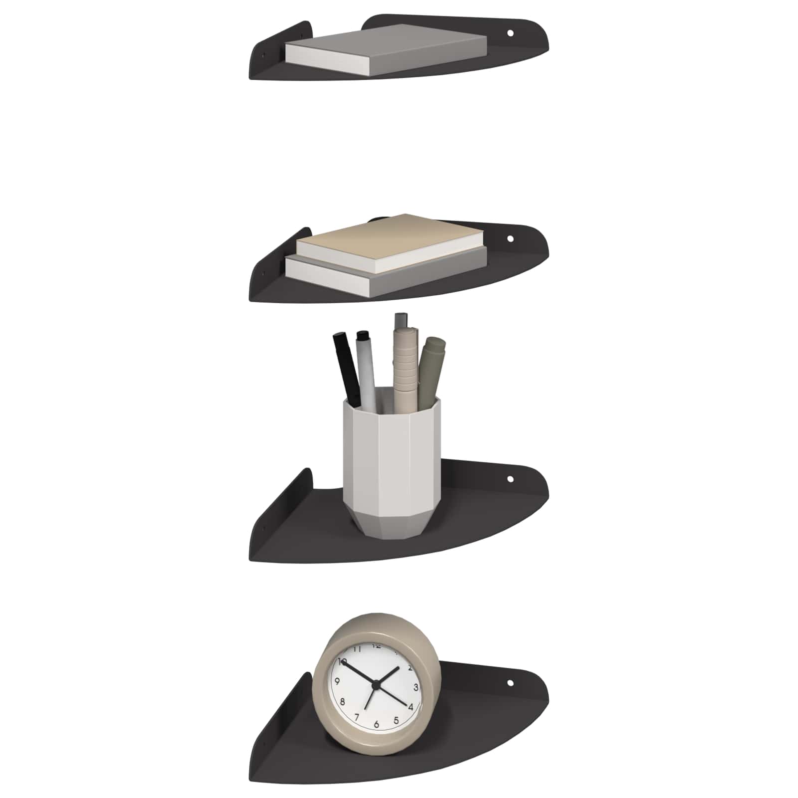 Schwebendes Regal mit Regal 4 pcs Schwarz 18 x 18 x 2 cm