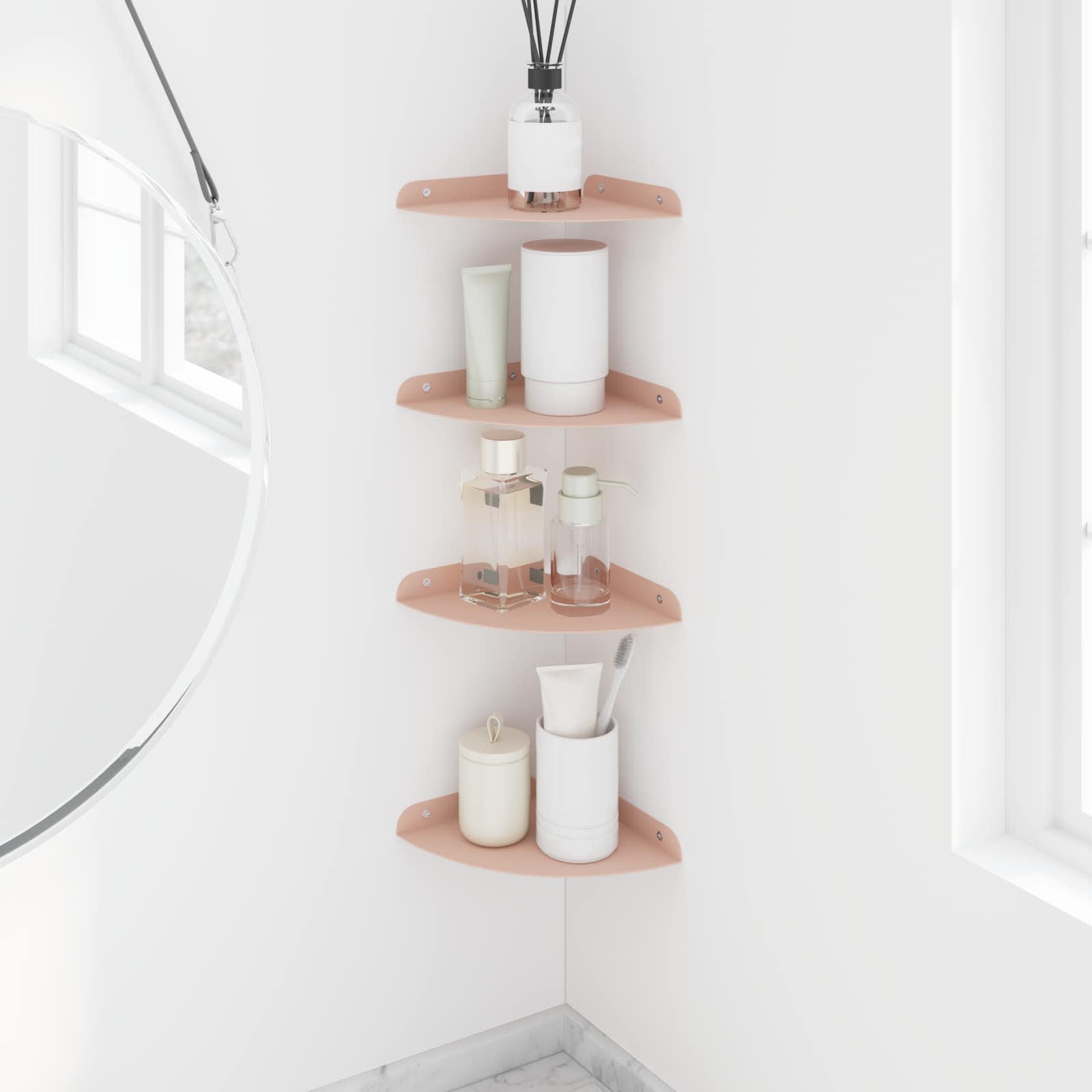 Schwebendes Regal mit Regal 4 pcs Rosa 18 x 18 x 2 cm