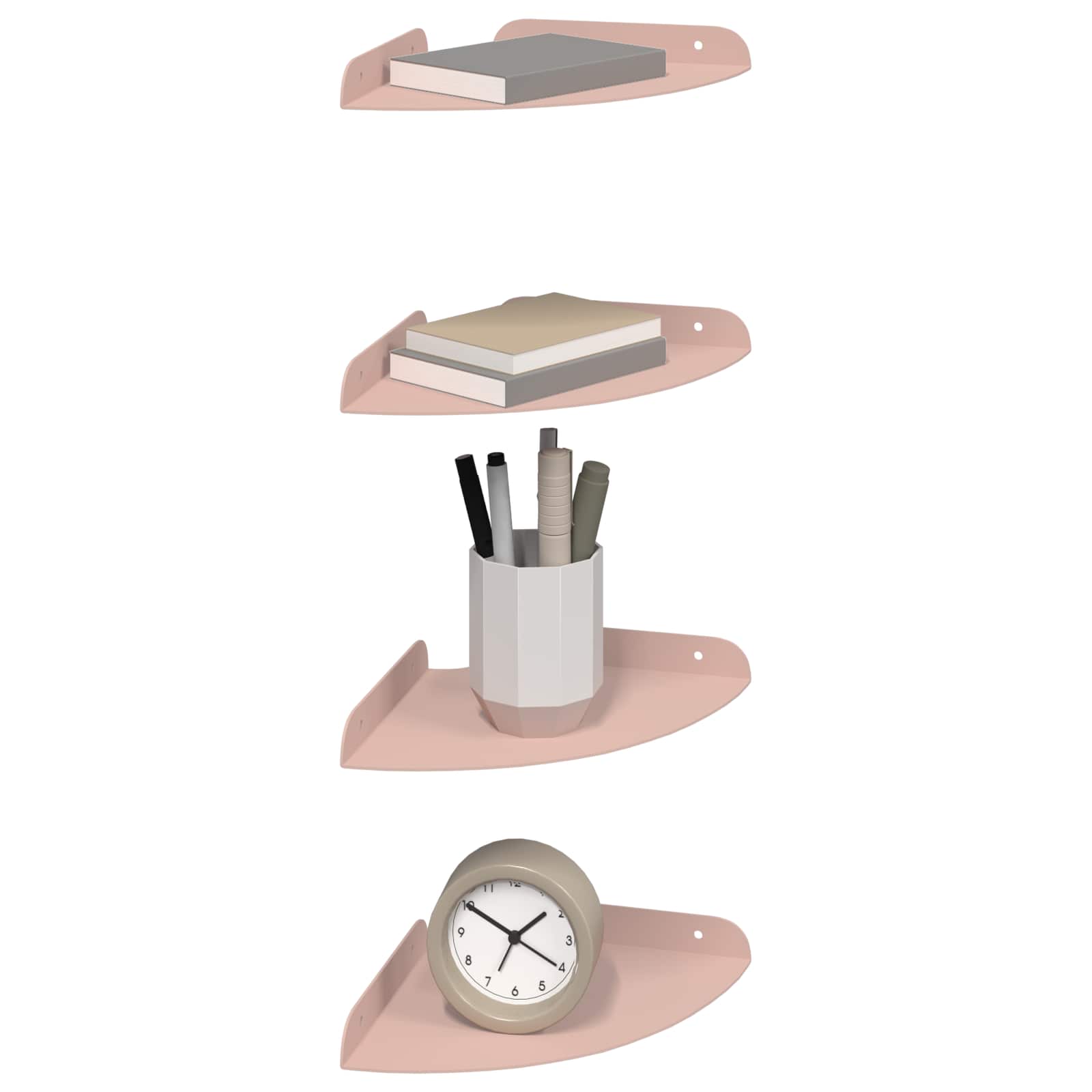 Schwebendes Regal mit Regal 4 pcs Rosa 18 x 18 x 2 cm