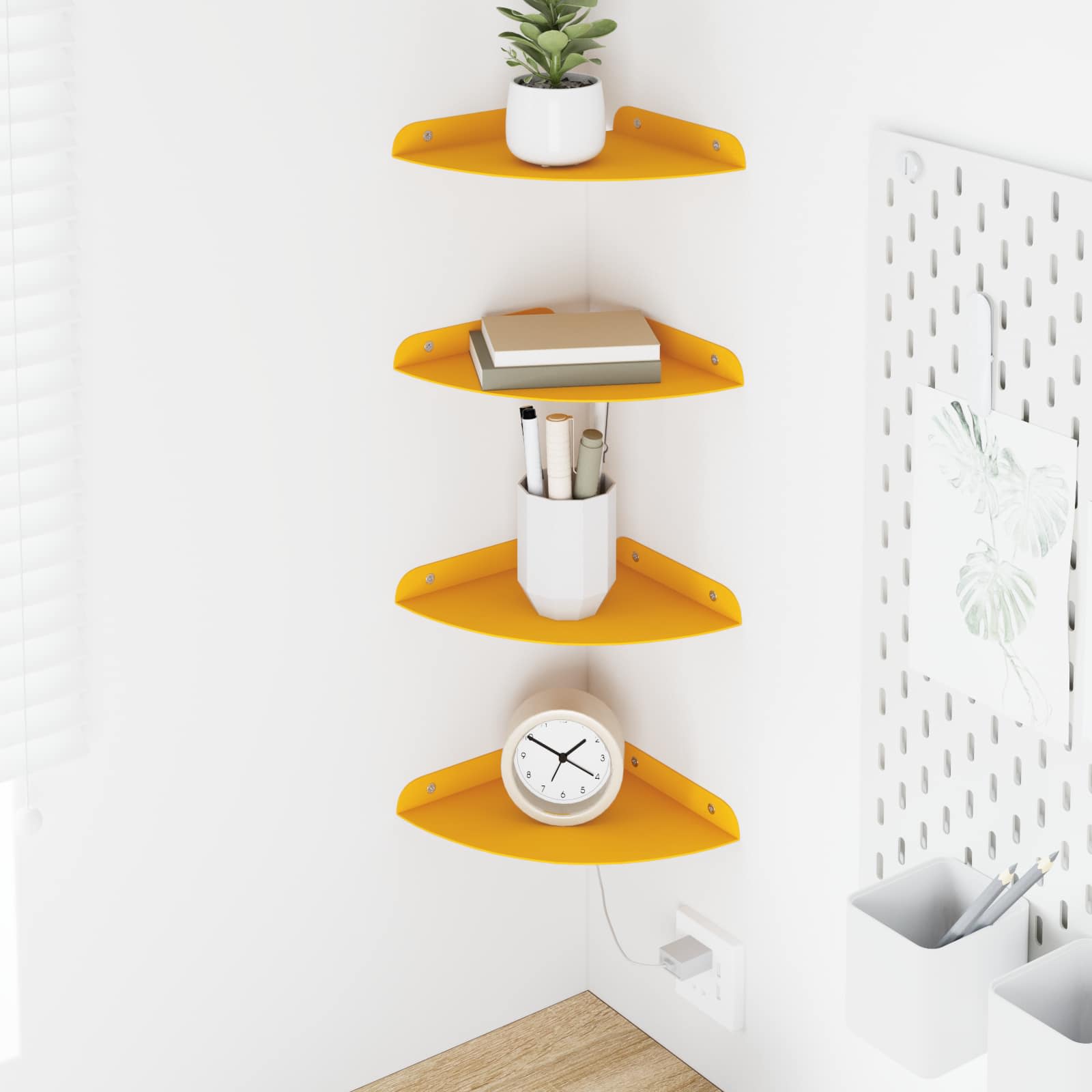 Schwebendes Regal mit Regal 4 pcs Senfgelb 18 x 18 x 2 cm