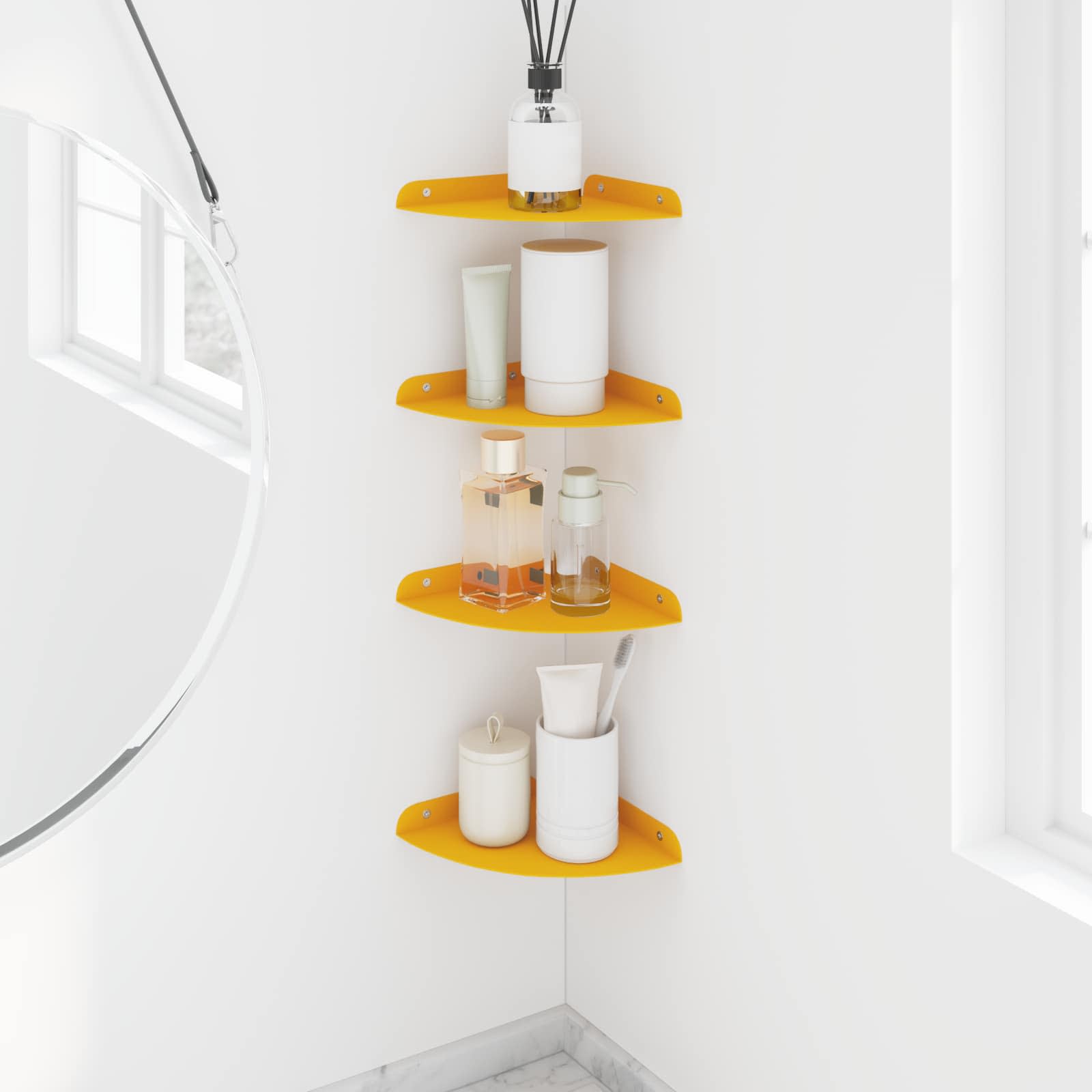 Schwebendes Regal mit Regal 4 pcs Senfgelb 18 x 18 x 2 cm