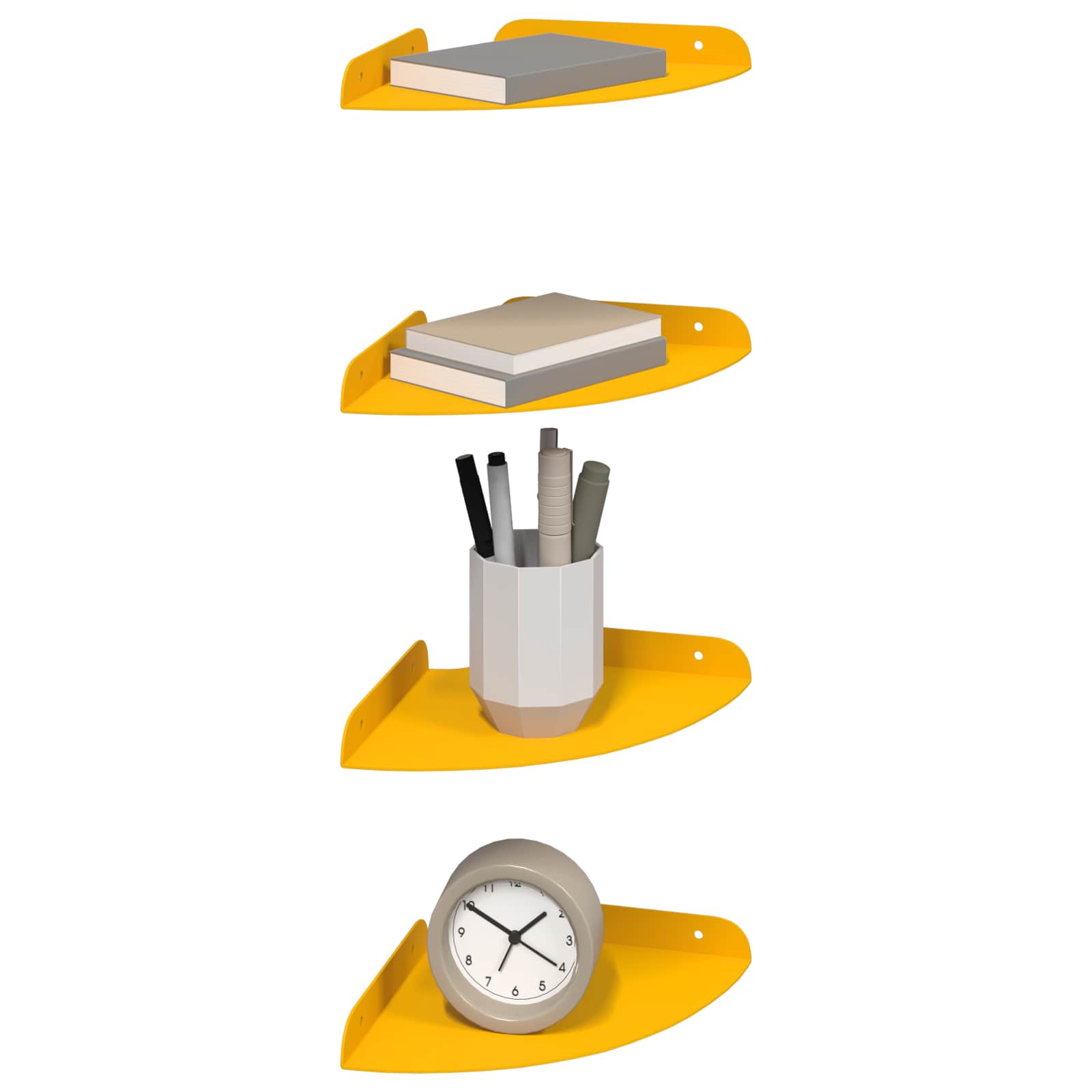 Schwebendes Regal mit Regal 4 pcs Senfgelb 18 x 18 x 2 cm