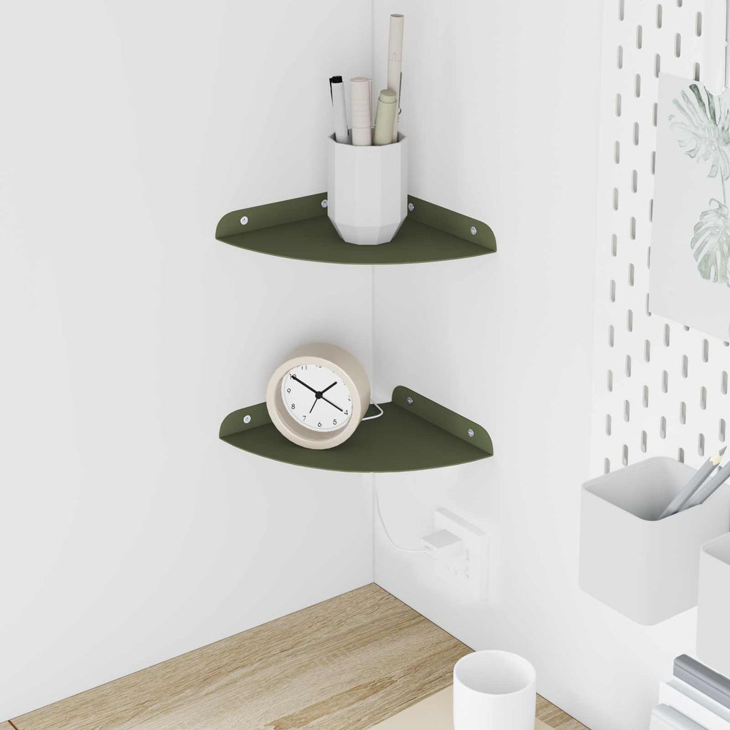 Schwebendes Regal mit Regal 2 pcs Olive Grün 18 x 18 x 2 cm