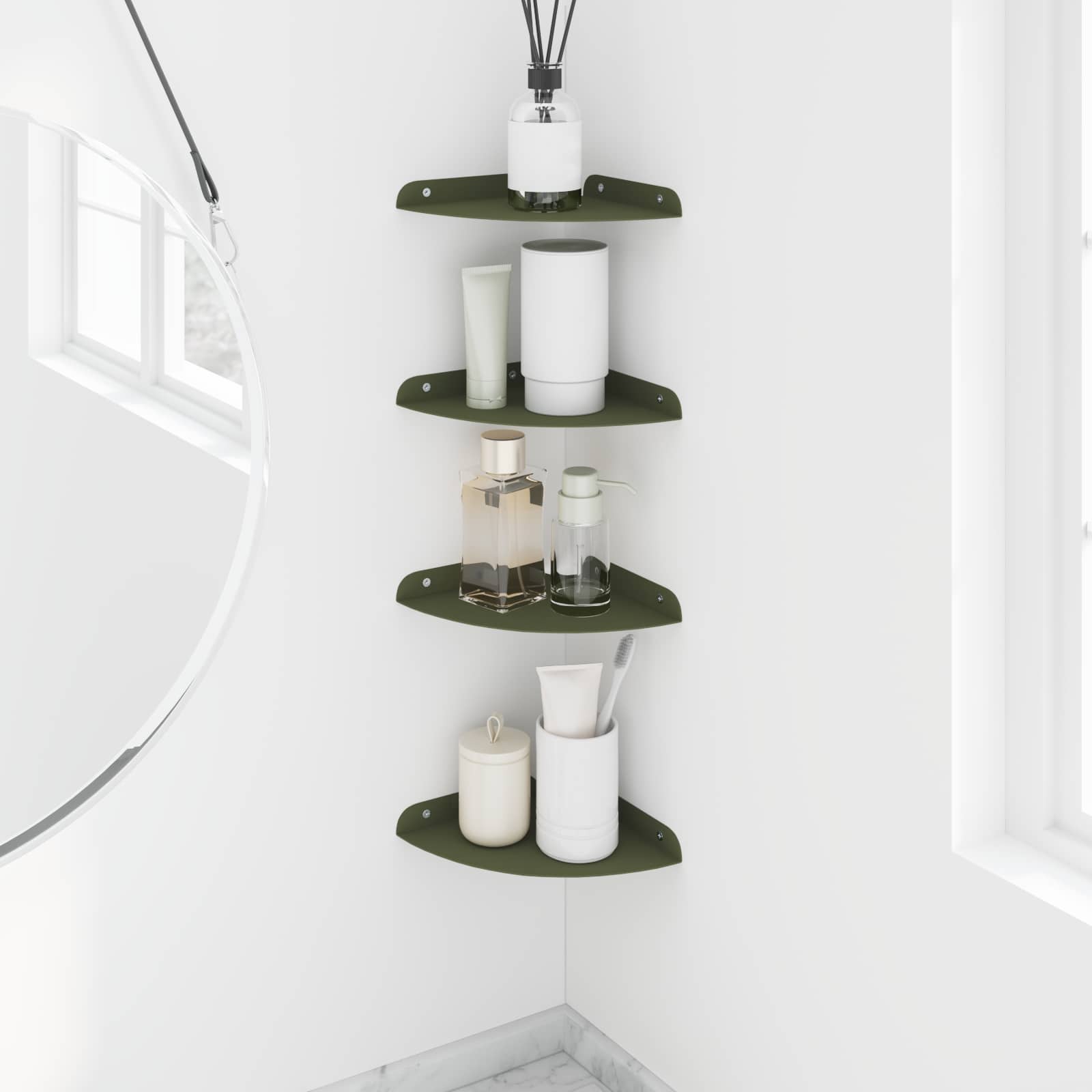 Schwebendes Regal mit Regal 4 pcs Olive Grün 18 x 18 x 2 cm